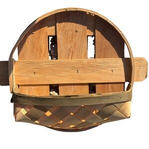 Handwoven Wall Basket in Natural Brown with Carry Handle